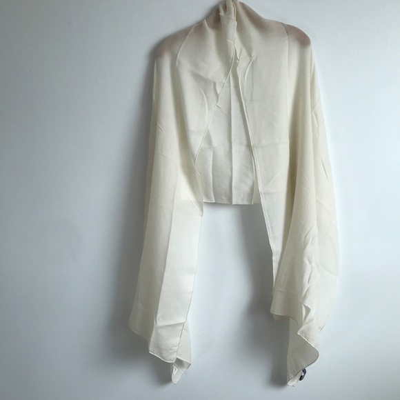 Ralph Lauren Purple Label Pashmina Ivory White Rectangle Wrap Scarf - Picture 1 of 16